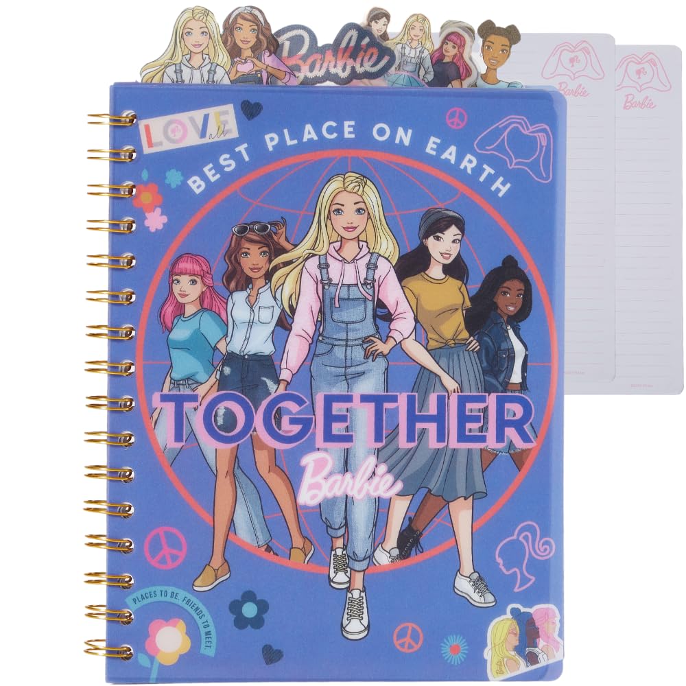 Innovative Designs Barbie Tab Journal Notebook, Spiral Bound, 96 Lined Pages, 8 X 7 Inches, Purple