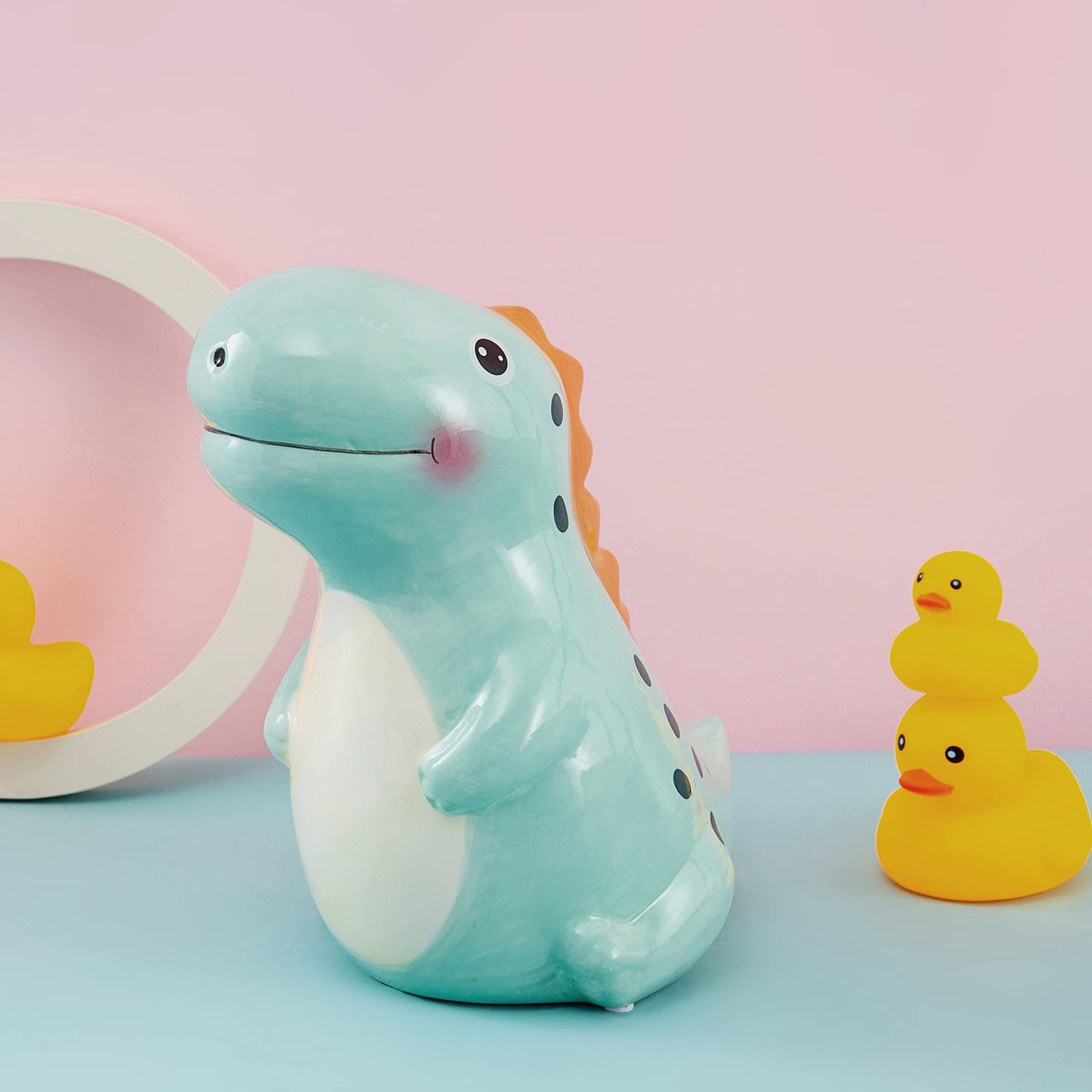 Yjnsft Ceramic Dinosaur Piggy Bank For Boys, Large Porcelain Coin Bank For Child, T-Rex Money Bank For Baby, Nursery Room Decor, Birthday Christmas