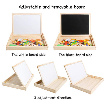 Skrtuan Wooden Educational Toys Magnetic Puzzles for Kids Wooden Art Easel Double Side Educational Learning Games for Boys Girls