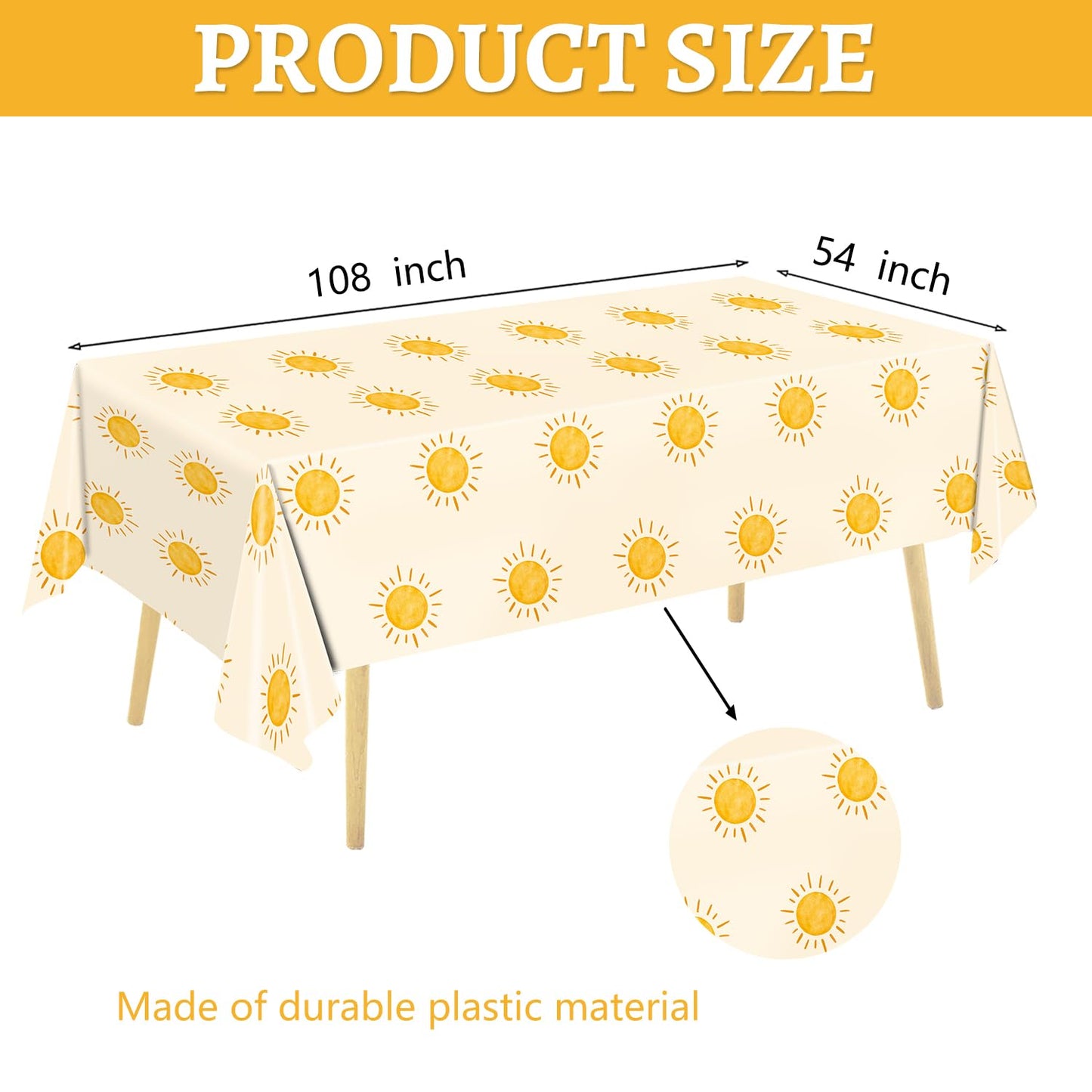 Oigco 3Pcs Boho Sun Birthday Party Tablecloths First Trip Around The Sun Party Decorations Disposable Plastic Table Covers Boho