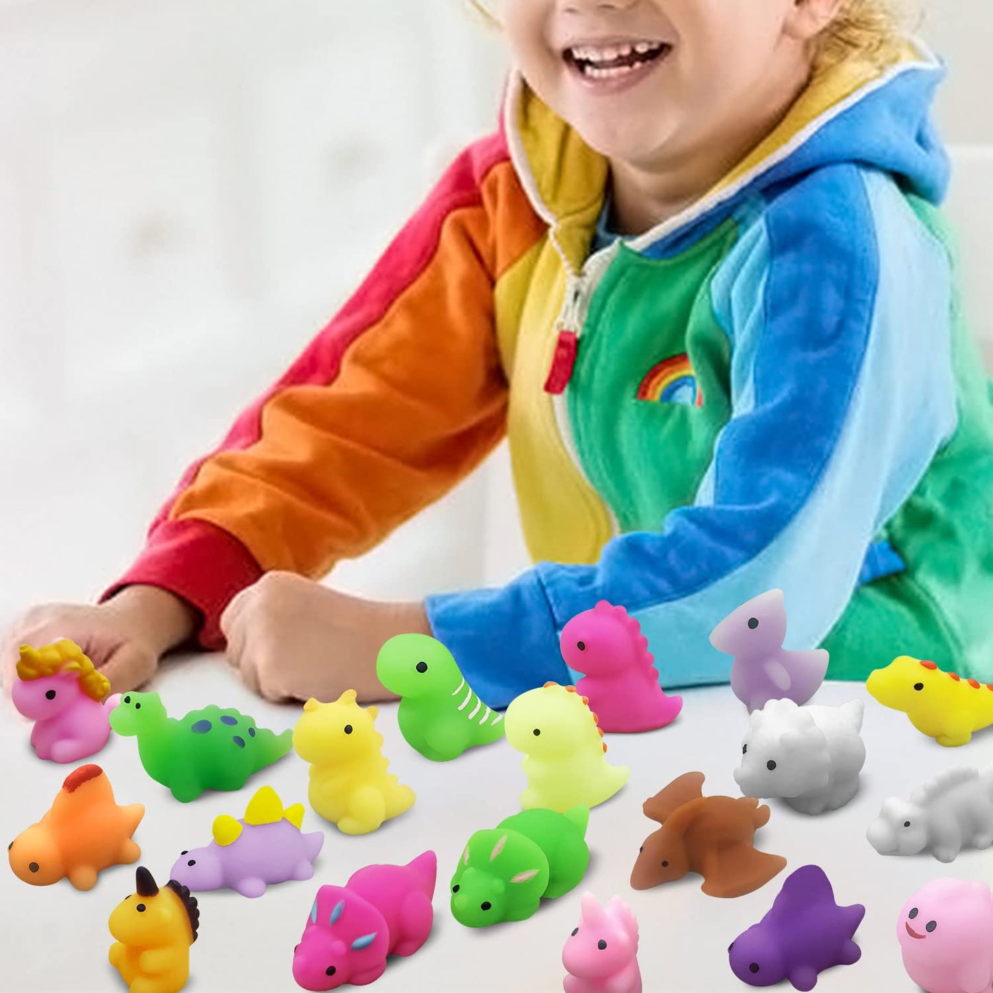 Aviski 30Pcs Mochi Squishy Toys, Mini Kawaii Dinosaur Squishies Soft Fidget Toys Stress Squeeze Toys Party Bags Filler For Boys Girls Birthday Gifts