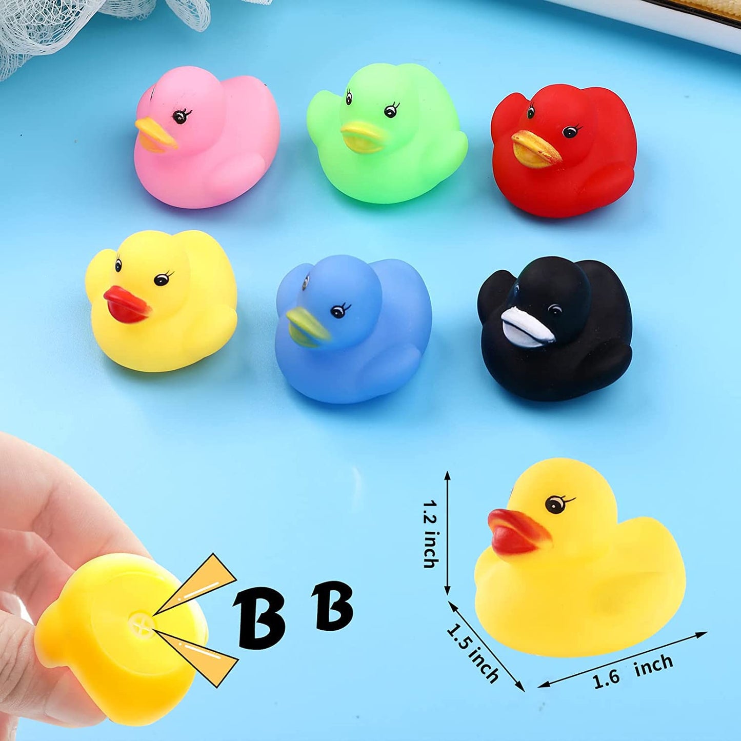 Gadiedie50 Pack Multicolor Mini Rubber Ducky Float Ducks Baby Bath Toy, Great For Jeep Ducking, Shower, Birthday Party, Carnival Game Gift(1.6'X 1.5' X 1.2'. 6 Colors)