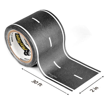 PlayTape Road Tape - 30 ft x 2 in Asphalt Road - Black, No Residue, Sticks to Flat Surfaces, Ideal for Toy Cars