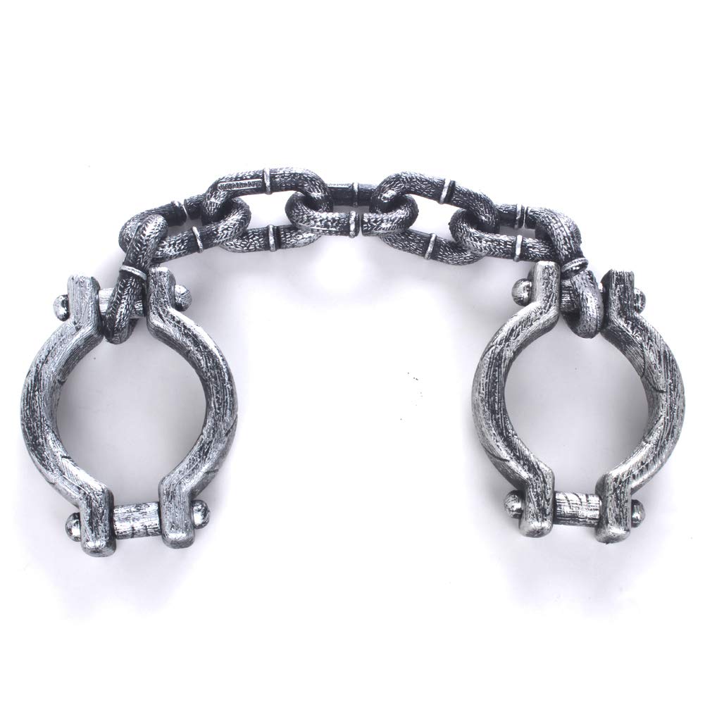 HAZOULEN Plastic Halloween Shackles on Chain for Handcuffs Costume Props Decoration