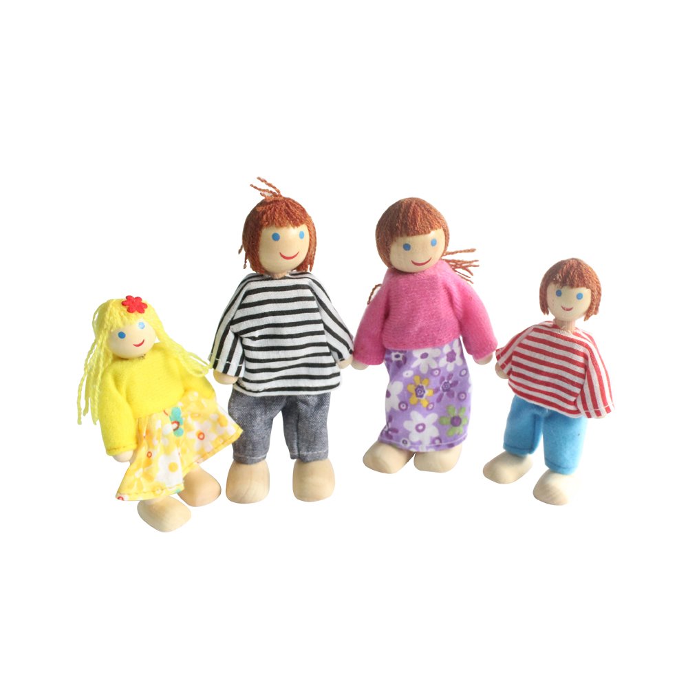 Kunhe Dollhouse Dolls Set with 4 Happy Family Dolls for Dollhouse