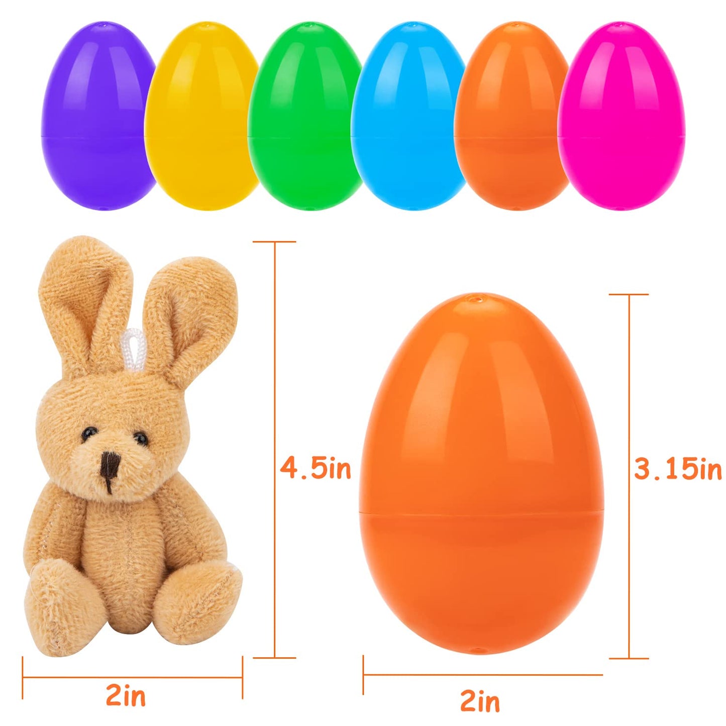 Newbea 24 Pack Prefilled Easter Eggs With Stuffed Animals,3.15'' Plastic Easter Eggs Filled With Toys,Perfect For Easter Eggs Hu
