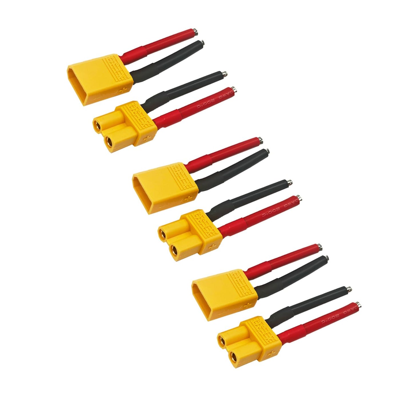 ZHOFONET 3 Pairs XT30 Pigtail,XT30 Wire XT30 Plug Male and Female Connector with 5cm 14AWG Silicone Wire for RC Lipo Battery FPV
