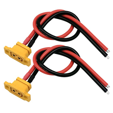 2PCS XT60E-F XT60EW-M Pigtail Cable XT60 Panel Mount Connector with 30cm 12AWG Cable for RC Drone Aircraft FPV Racing Drone (XT6