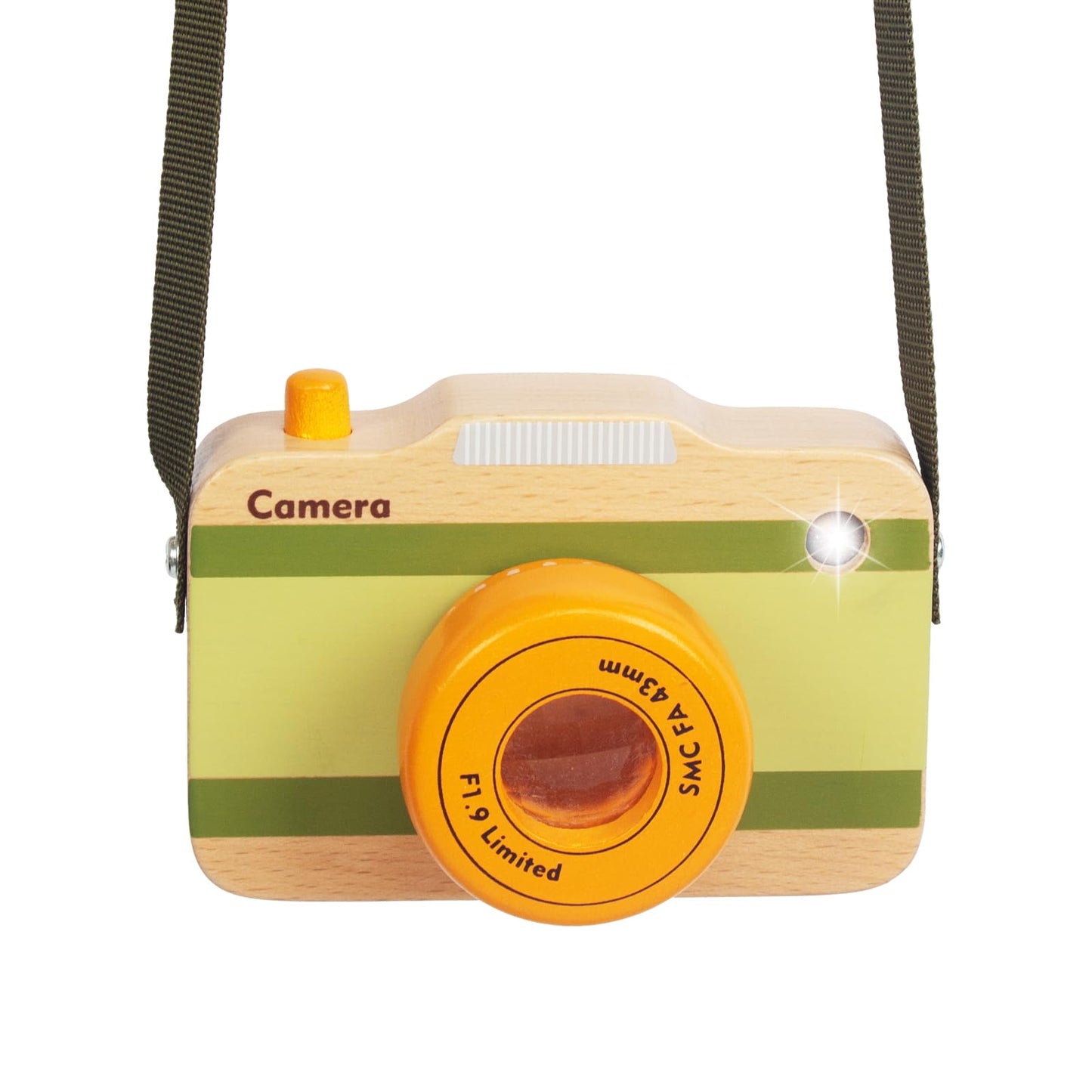 Wooden Mini Pretend Camera Toy With Real Sounds And Light For Toddlers 1 2 3 Years Old, Neck Hanging Photographed Props For Boys