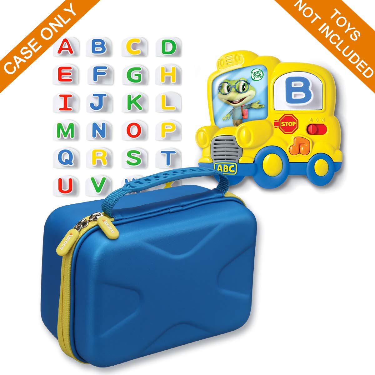Aproca Hard Storage Travel Case For Leapfrog Fridge Phonics Magnetic Letter Set (Blue-Yellow Zipper) (Case Only)
