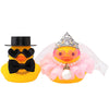 wonuu Pair Set of 2 Wedding Rubber Ducks Bride Groom Duckies Marriage Rubber Duck Mini Couple Ducky for Ceremony Gift Souvenir Marry Blessings Elegant Heartwarming Present Pink