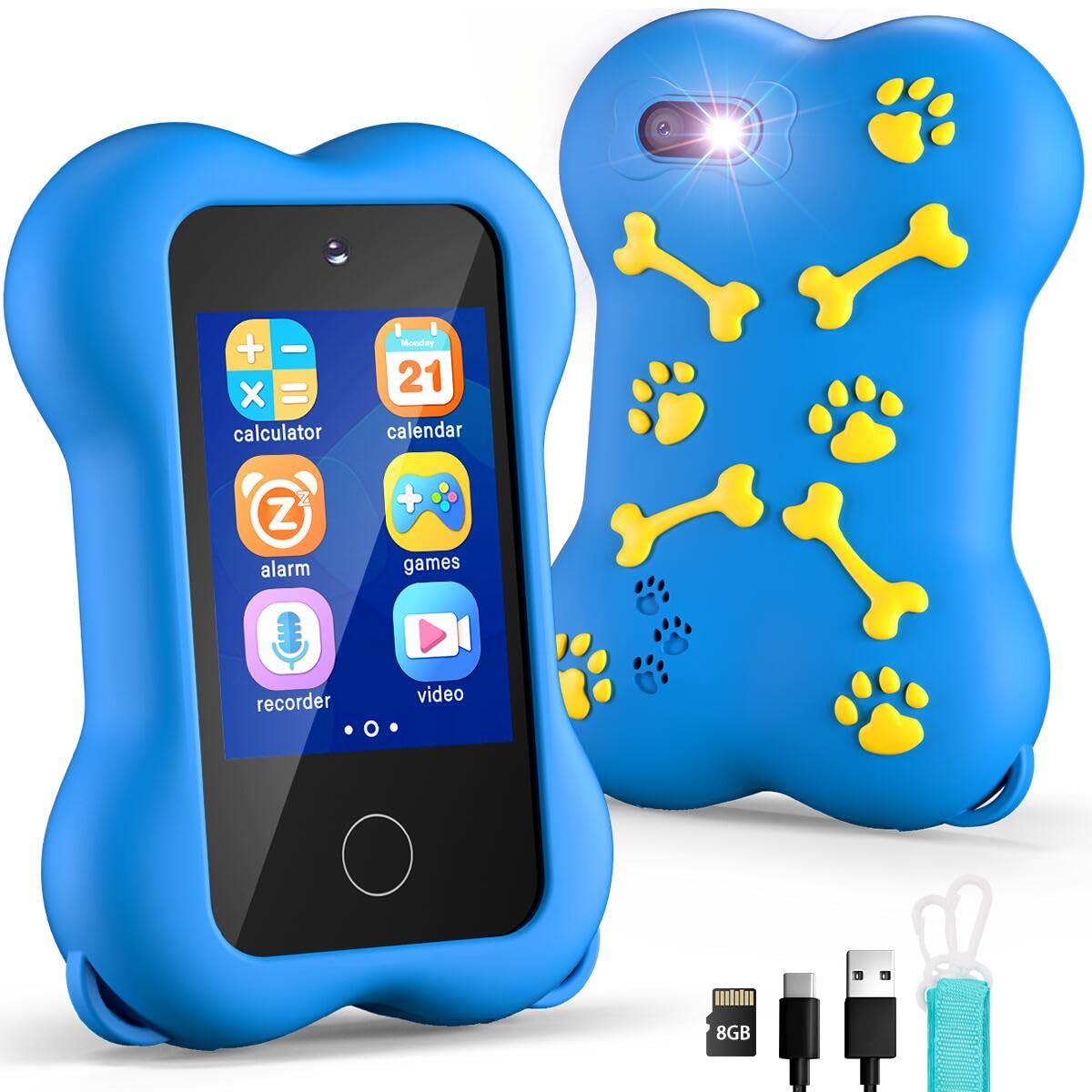 TERRAMUS Cute Paws Kids Smart Phone Toys, 2.8'' Touchscreen HD Dual Camera Cell Phone for Toddlers, Play Phone with MP3 Music Pl
