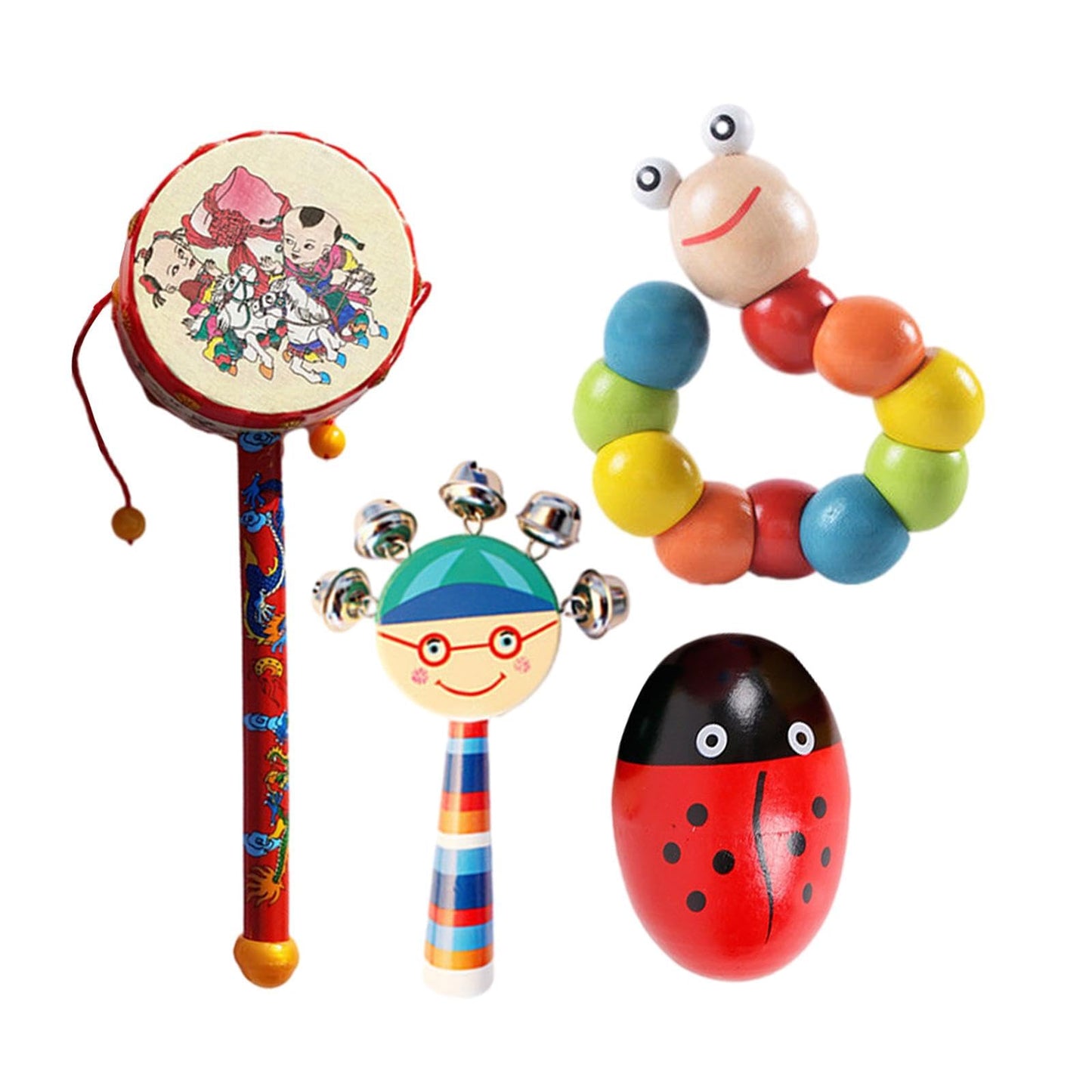 Calandis 4 Pieces Wooden Percussion Musical Instrument Playset For Newborn Baby Party Style C | Toys For Baby