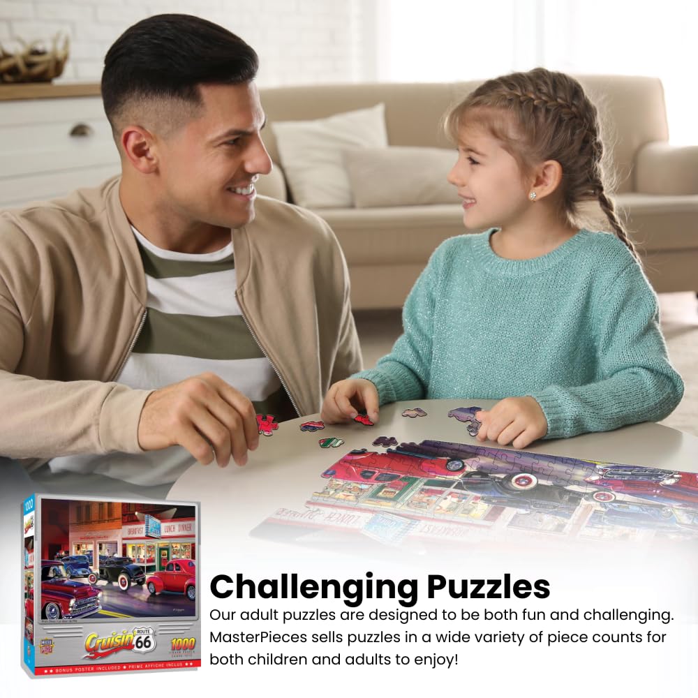 Masterpieces - 1000 Piece Jigsaw Puzzle, Route 66 Gamblin Man, Fun For Adults, Family, Kids, 19.25'' X 26.75''