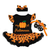 HOIZOSG Baby Girls Princess Costume Pumpkin Halloween Christmas Party Outfits Birthday Romper Tutu Dress w/Headband Shoes S