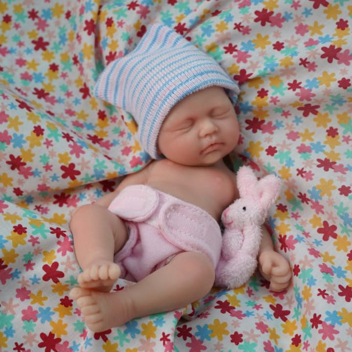 Mire & Mire Reborn Baby Doll - 7 Inch Girl Mini Silicone Realistic Newborn Baby Doll, Non-Vinyl Doll, Washable Reality Doll Baby