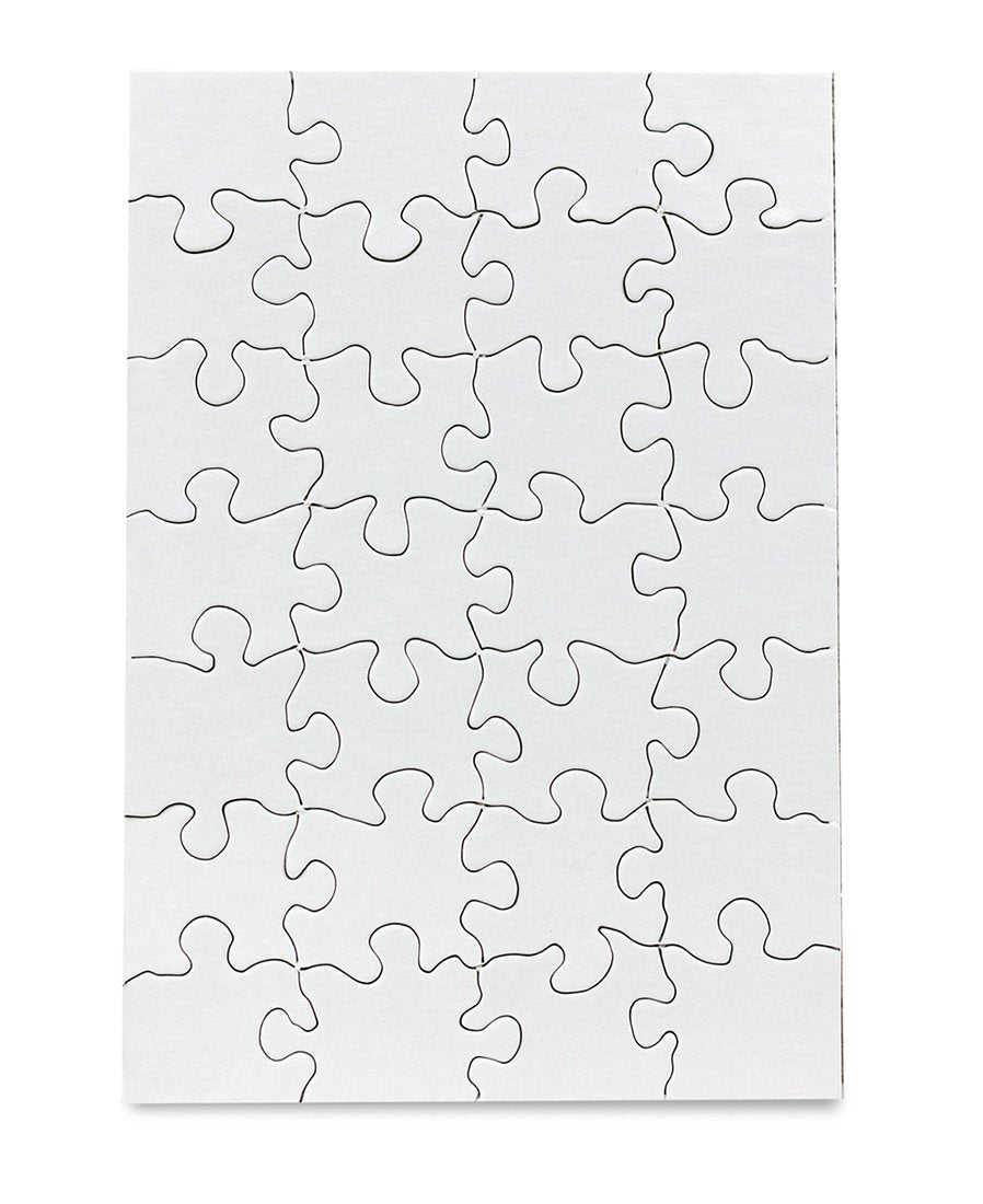 24 Blank Jigsaw Puzzles - 5.5 x 8 Inch 28 Pieces Each - Hygloss DYI party invites Perfect for Decorating Kids' Activities Arts & Crafts or Party Favors - Puzzle Pieces to Draw On for Crafts