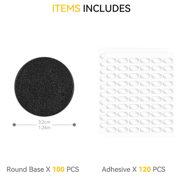 100Pcs Miniature Bases With 120Pcs Adhesive, 32Mm/1.26Inch Black Round Plastic Model Bases For Gaming Miniatures Or Wargames Boa