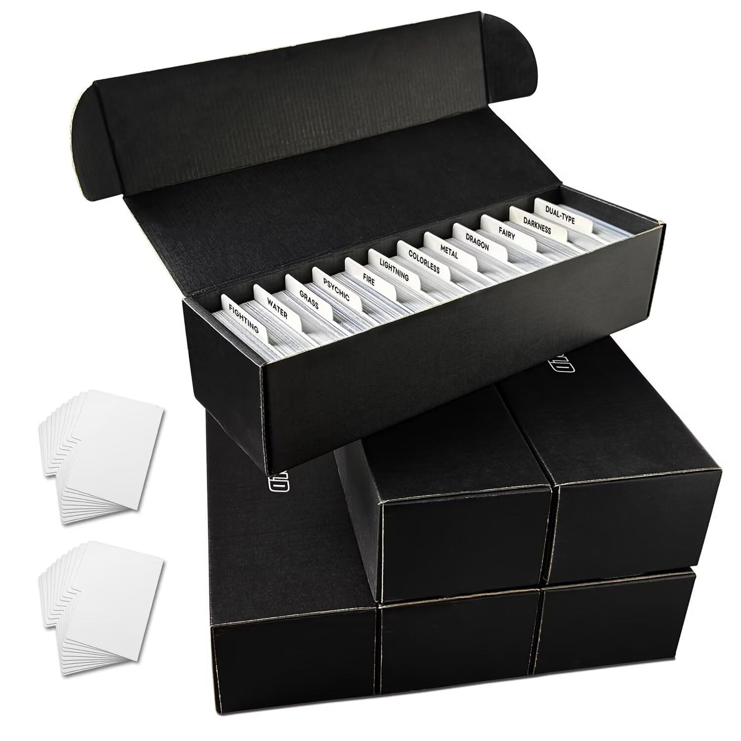 Fageverld Trading Card Storage Box, Cardboard Card Boxes With Dividers For Tcg/Mtg/Magic/Baseball/Sports Cards Collection, Black