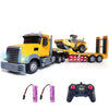 Remote Control Semi Truck Toy For Kids - 1:24 RC Semi-trailer Engineering Tractor With Sound And Lights, Trailer Truck Toy With