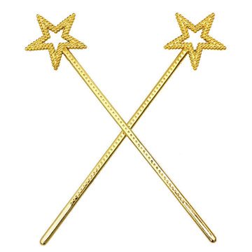 mollensiuer Star Wand Costume Props - 2Pcs 13" Gold Plastic Magic Wands for Birthday Party, Halloween, Cosplay, Christmas