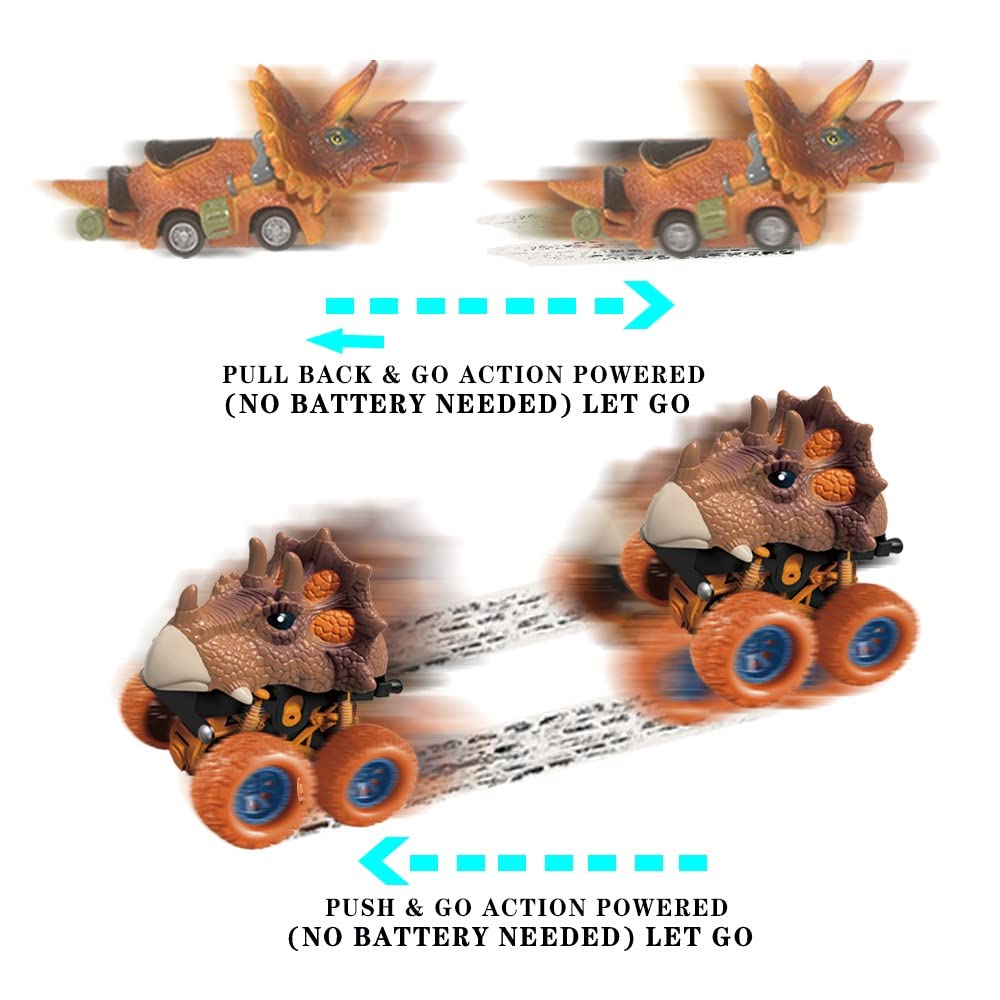 E EAKSON Dinosaur Toy Pull Back Cars, 14 Pack Dino Toys for 3 Year Old Boys and Toddlers, Boy Toys Age 3,4,5 and Up, Pull Back T