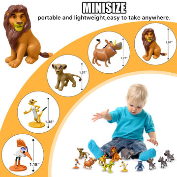 Minaso 12-Pc Mini Animal Action Figures, Collectible Toys For Kids, Perfect For Cake Toppers & Desktop Decorations