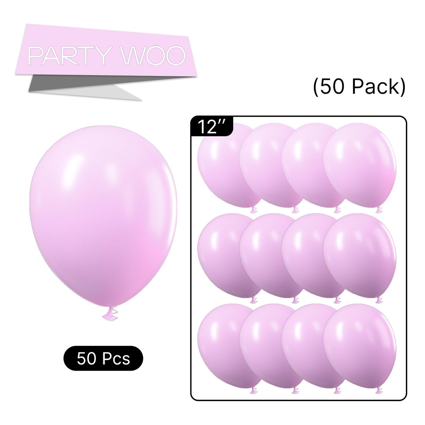 Partywoo Pastel Purplish Pink Balloons, 50 Pcs 12 Inch Purplish Pink Balloons, Purplish Pink Balloons For Balloon Garland Or Balloon Arch As Party Decorations, Baby Shower Decorations, Pink-Q04
