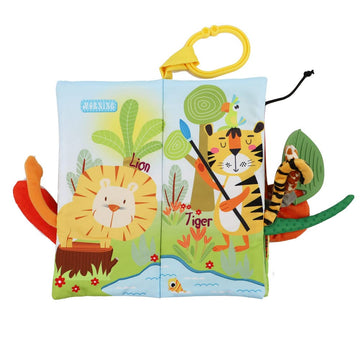 Bebe Mondo Jungle Baby Stroller Toys,Baby Books 0-6 Months,Touch And Feel Crinkle Cloth Books For Babies Infant Newborn Toys 0-3