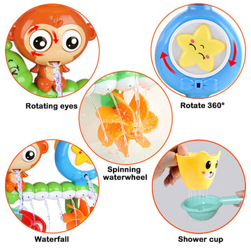 G-Wack Bath Toys For Toddlers Age 1 2 3 Year Old Girl Boy, Preschool New Born Baby Bathtub Water Toys, Durable Interactive Multicolored Infant Toy, Lovely Monkey Caterpillar,2 Strong Suction Cups