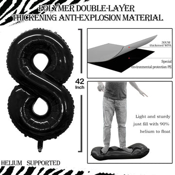 Goer Number 28 Balloons For 28Th Birthday Party Decorations,42 Inch Jumbo Foil Helium 82 Balloons For 82Nd Birthday Party Decoration (Black)
