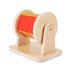 Adena Montessori Spinning Drum Baby Toys Montessori Toys for Babies 6-12 Months Toddlers Wooden Spinning Rainbow with Multiple Materials Baby Christmas Toys for Boy and Girls Gift(Medium-size Texture)