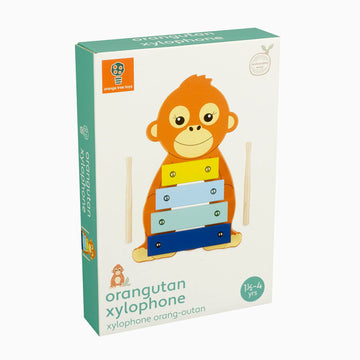 Orange Tree Toys: Xylophone: Orangutan - Wooden Musical Instrument Toy W/ 2 Drumsticks, Animal Shaped, Developmental Toy, Toddle
