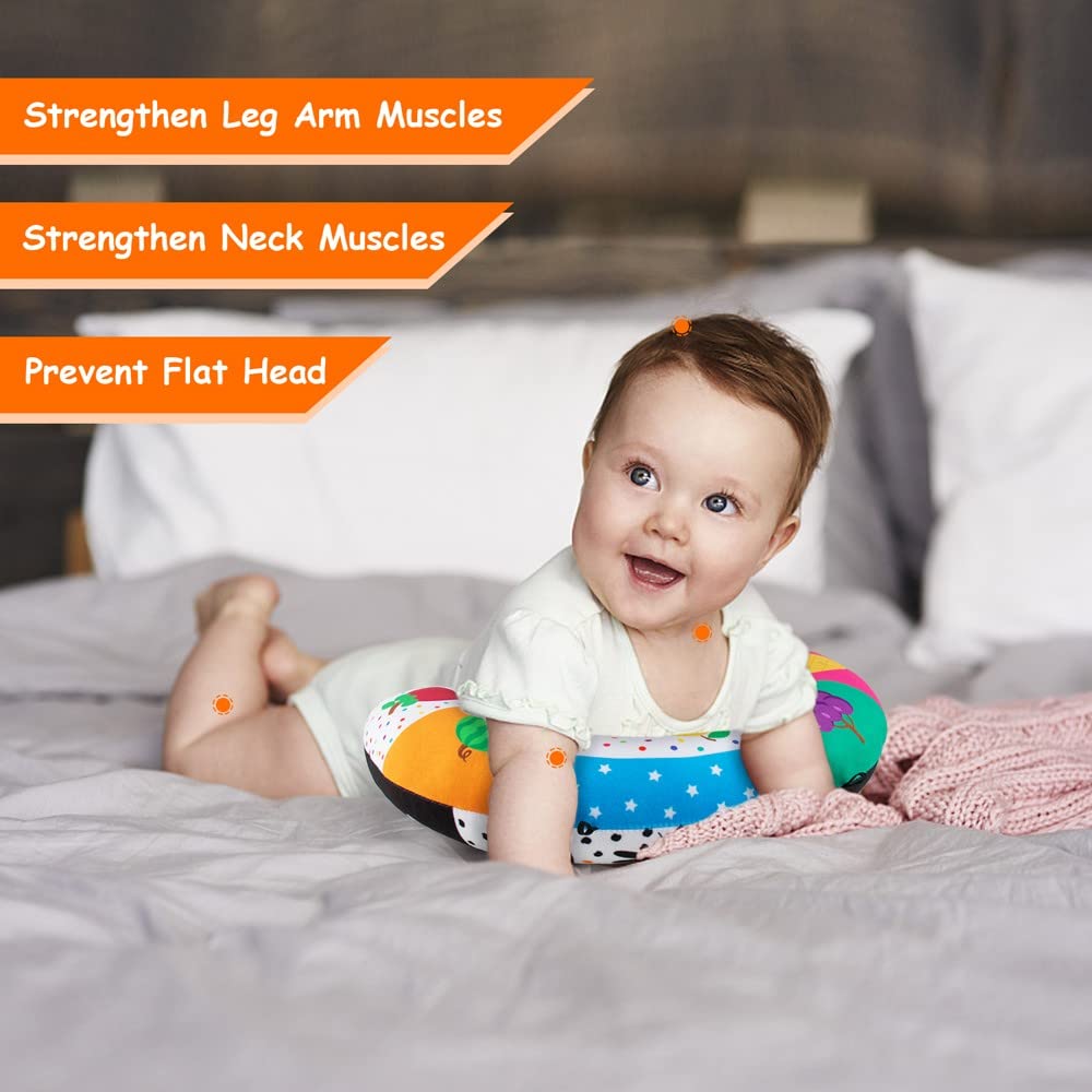 Teytoy Tummy Time Pillow With Crinkle Mat & Teethers, Black And White High Contrast Baby Toys With Mirror, Montessori Sensory Crawling Toy For Infant Newborn Toddler Tummy Time Toys 0-6 Months Babies