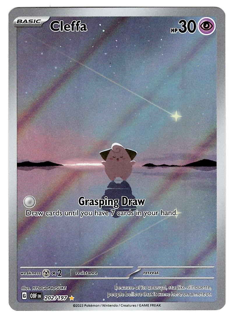 Pokemon - Cleffa 202/197 - Obsidian Flames - Illustration Rare - Holo Foil Full Art