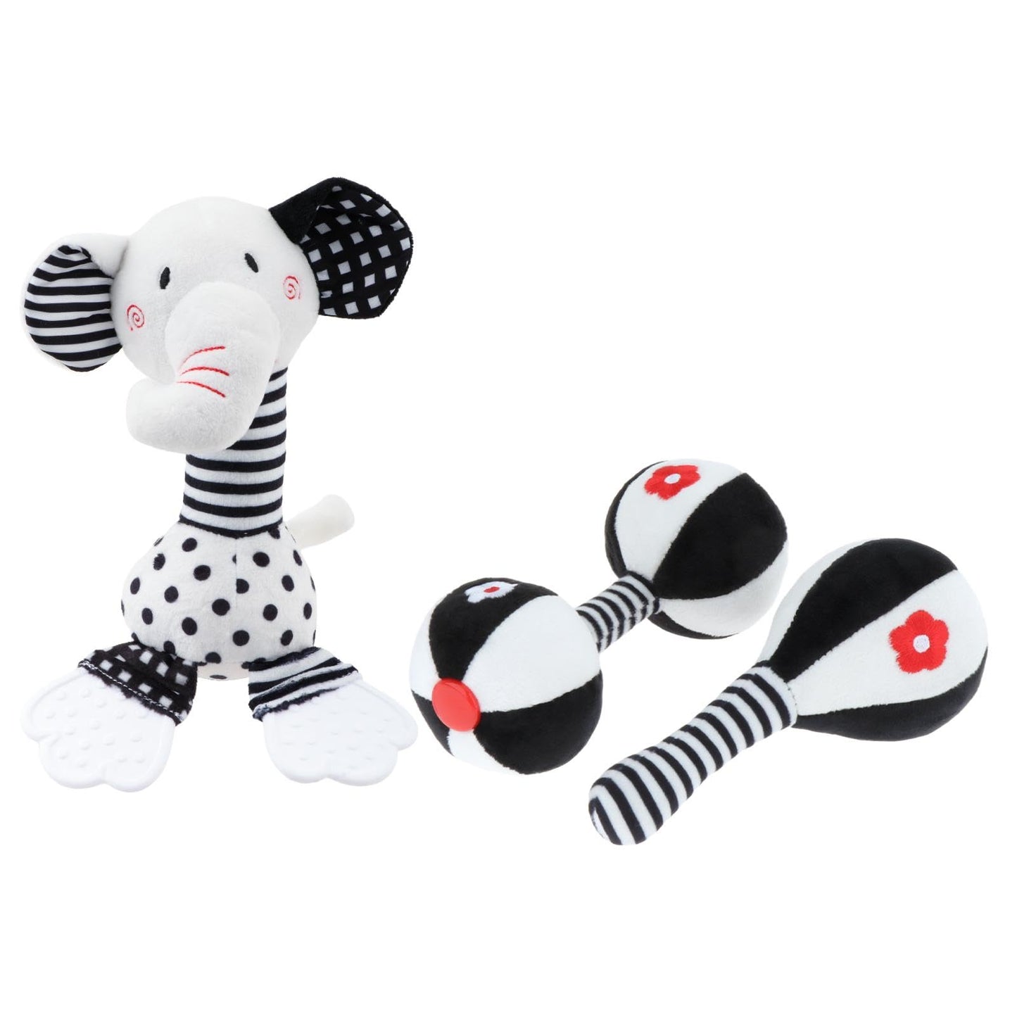 Atorse 3Pcs Baby Rattles Early Developmental Visual Development Dumbbell Rattle Toy