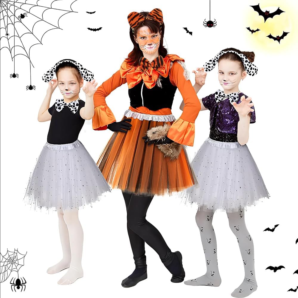 Luxtacular Tiger Costume Set Tiger Accessories Ears Headband Nose Bow Tie Tail Tutu For Women Men Cosplay Birthday Halloween Chr