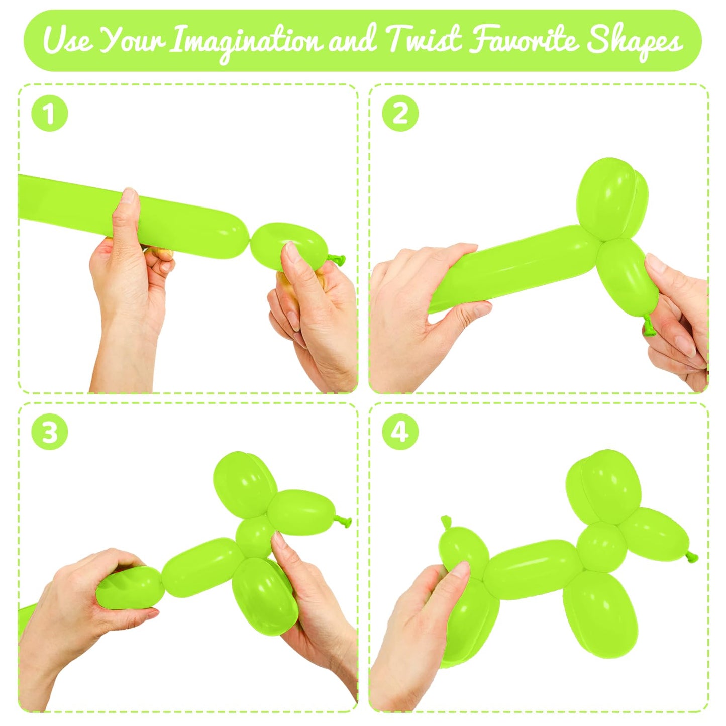 Hykjnbw Light Green Long Balloons For Balloon Animals, 260 Balloons Art Kit For Twisting, Skinny Modeling Balloons Supplies For