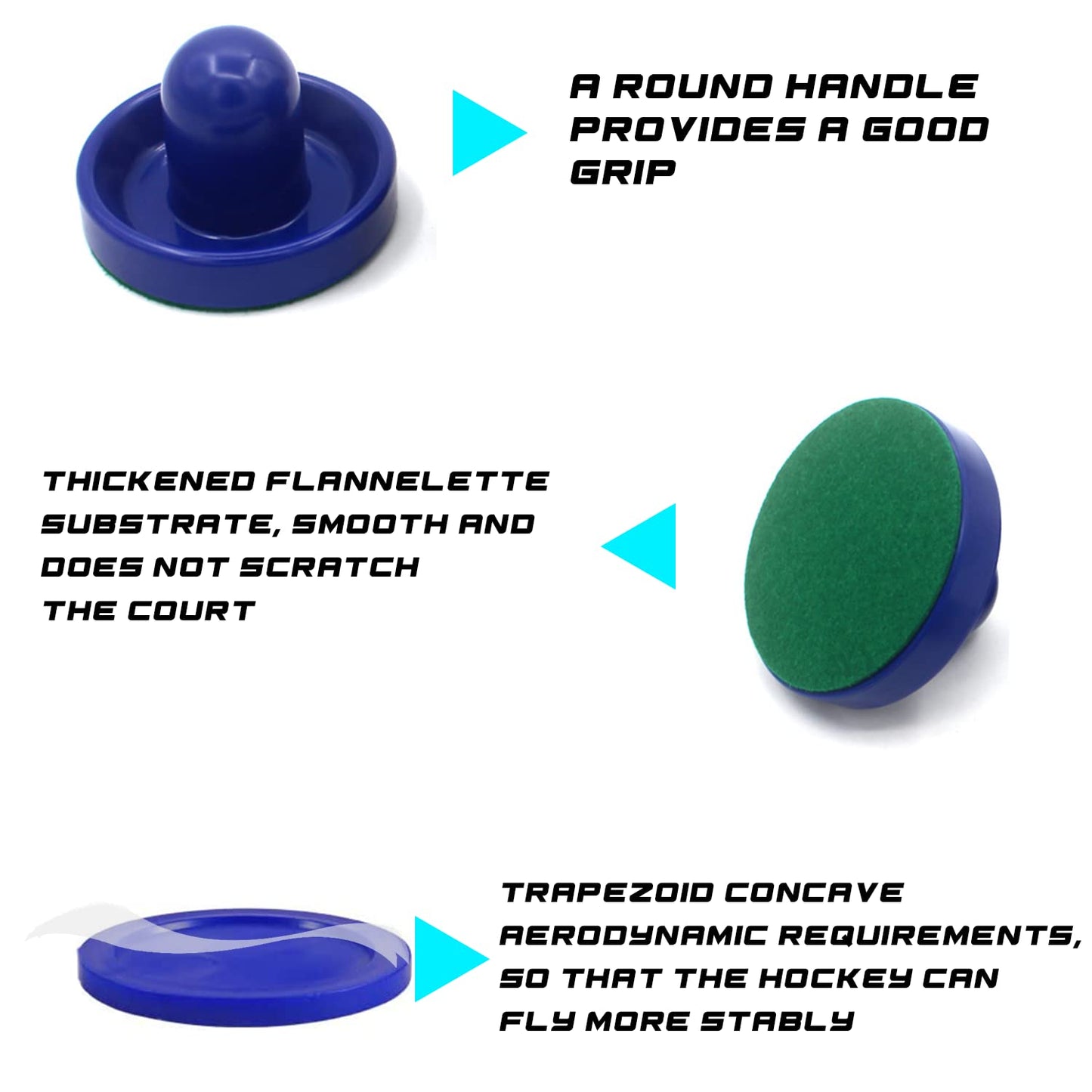 Inscool Air Hockey Pushers And Air Hockey Pucks Air Hockey Paddles, Goal Handles Paddles Replacement Accessories For Game Tables(4 Blue And Black Pushers, 8 Blue And Black Pucks)