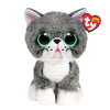 Ty Beanie Boos Fergus Cat Plush Toy - 15cm, Grey, Big Green Sparkly Eyes, Model 36581