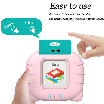 Startcan Spanish & English Talking Flash Cards - 258 Cards, 516 Words, Medium Size, Bilingual Pink, Plastic Educational Toys for Toddlers