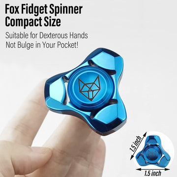 FREELOVE Stainless Steel Fidget Spinner - Heavy Mini Fox Spin Toy, Quiet Bearing, Mirror Blue, 1.5 inches - Anxiety Relief for Adults