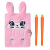 Luolizon Bunny Diary With Lock For Girls,Kids Cute Fuzzy Journal Girls Fluffy Rabbit Notebook Age 8-12 Set With 2 Carrot Pens For Easter Day,Birthday,New Year