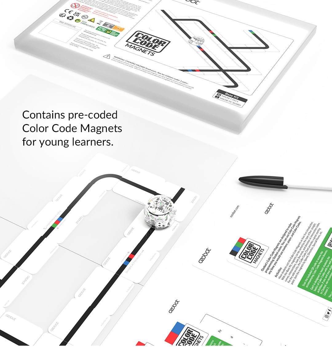 Ozobot Color Code Magnets Base Kit: Interactive Coding Learning Tool for Kids Ages 5+, Enhances Logic & Problem-Solving Skills,