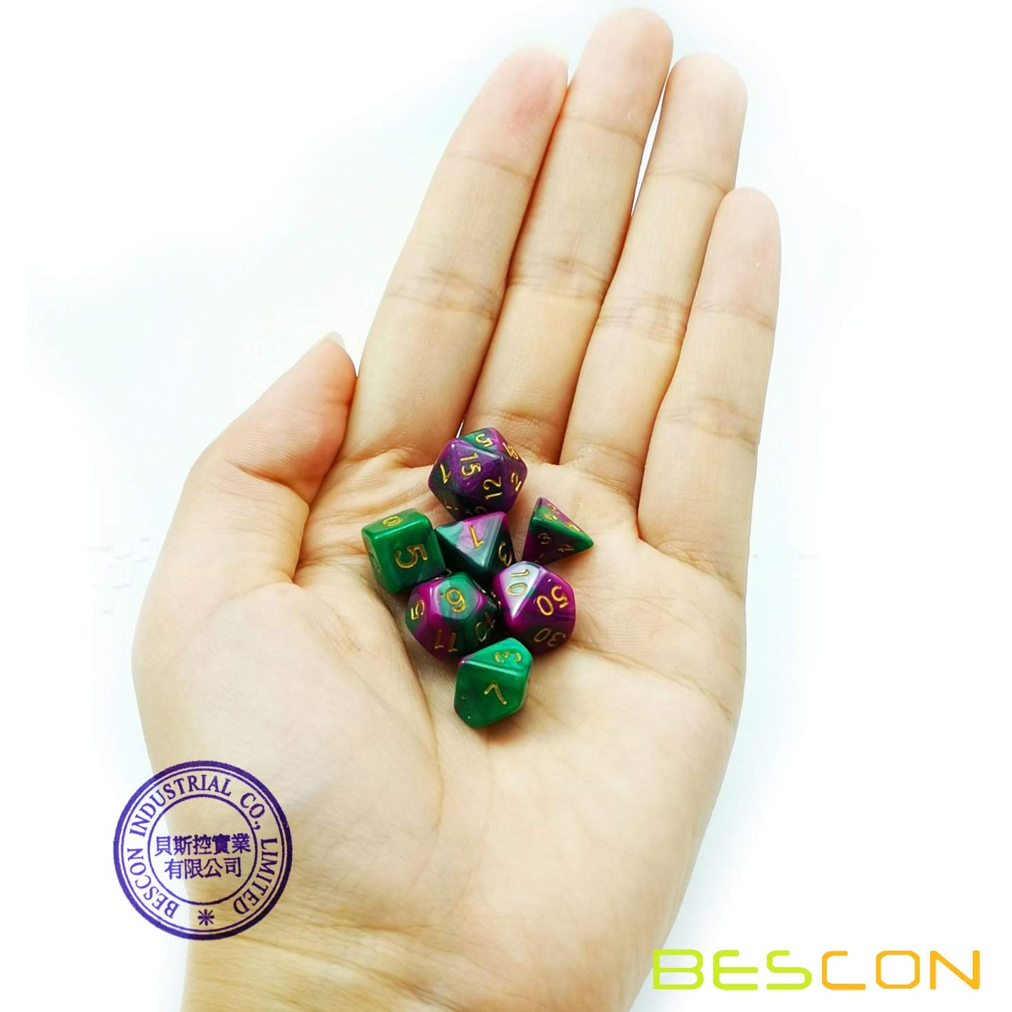 Bescon Mini Two Tone Polyhedral RPG Dice Set 10MM, Small Dice Set D4-D20 in Tube, 6 New Assorted Colored of 42pcs