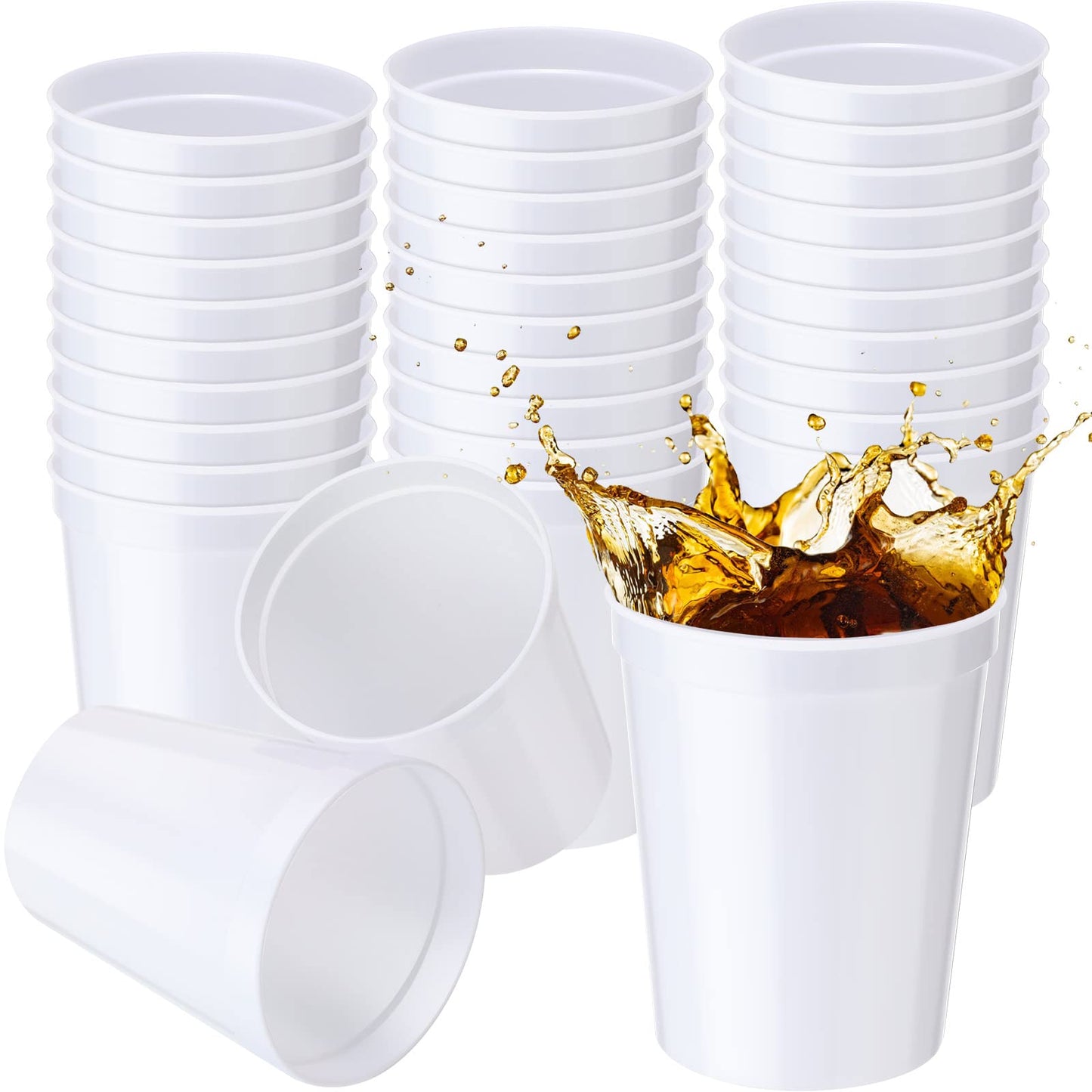 Yungyan 16Oz Stadium Plastic Cups Blank Reusable Drink Tumblers Stadium Cups Party Cups For Birthday Party, Events, Baby Shower,