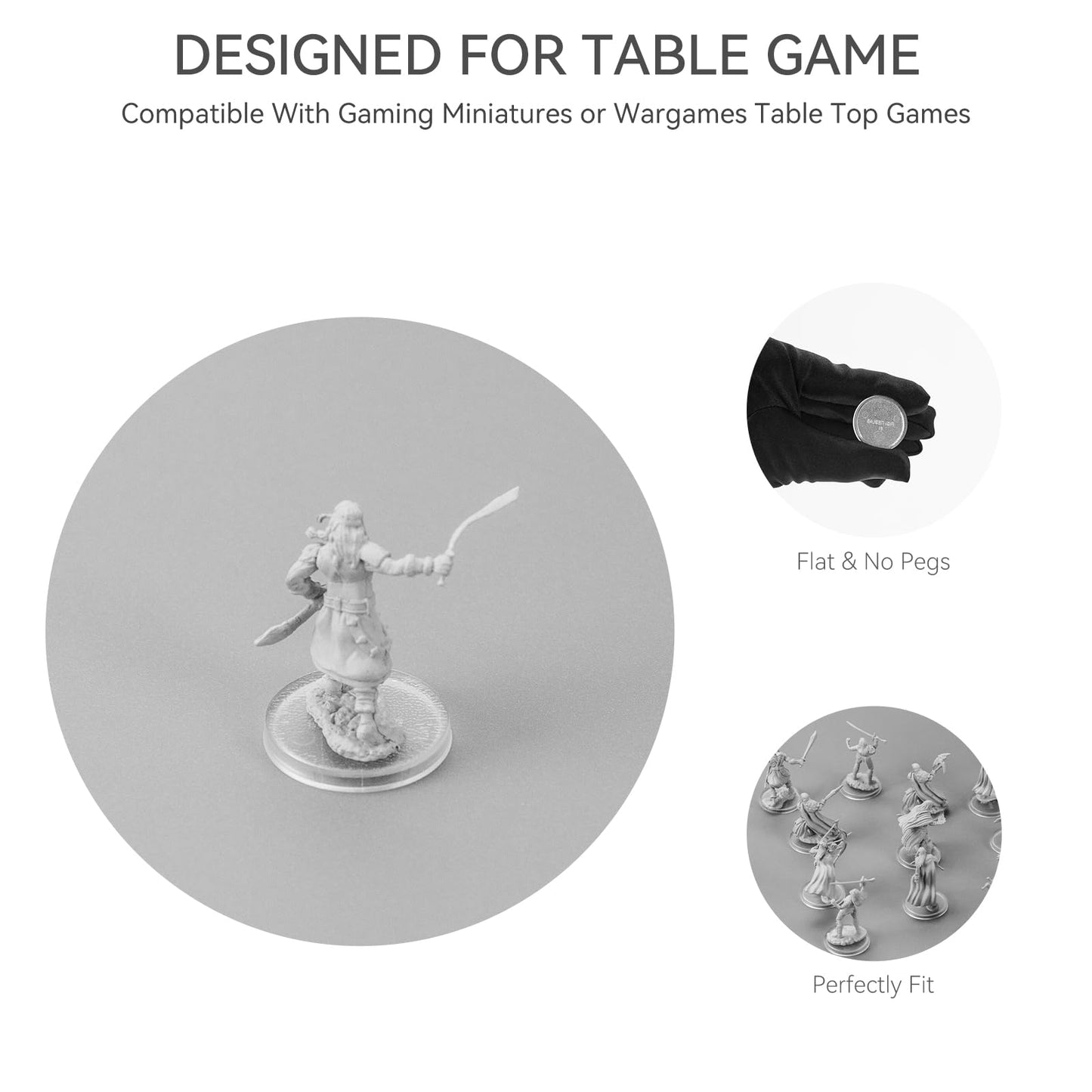 100PCS Miniature Bases+120PCS Adhesive, 25mm or 0.98inch Round Clear Black Plastic Model Bases for Gaming Miniatures Collectible