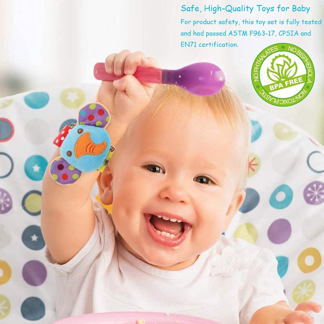 Wrist Rattles Foot Finder Rattle Sock Baby Toy, Rattle Toy, Arm Hand Bracelet Rattle, Feet Leg Ankle Socks, Activity Rattle Pres