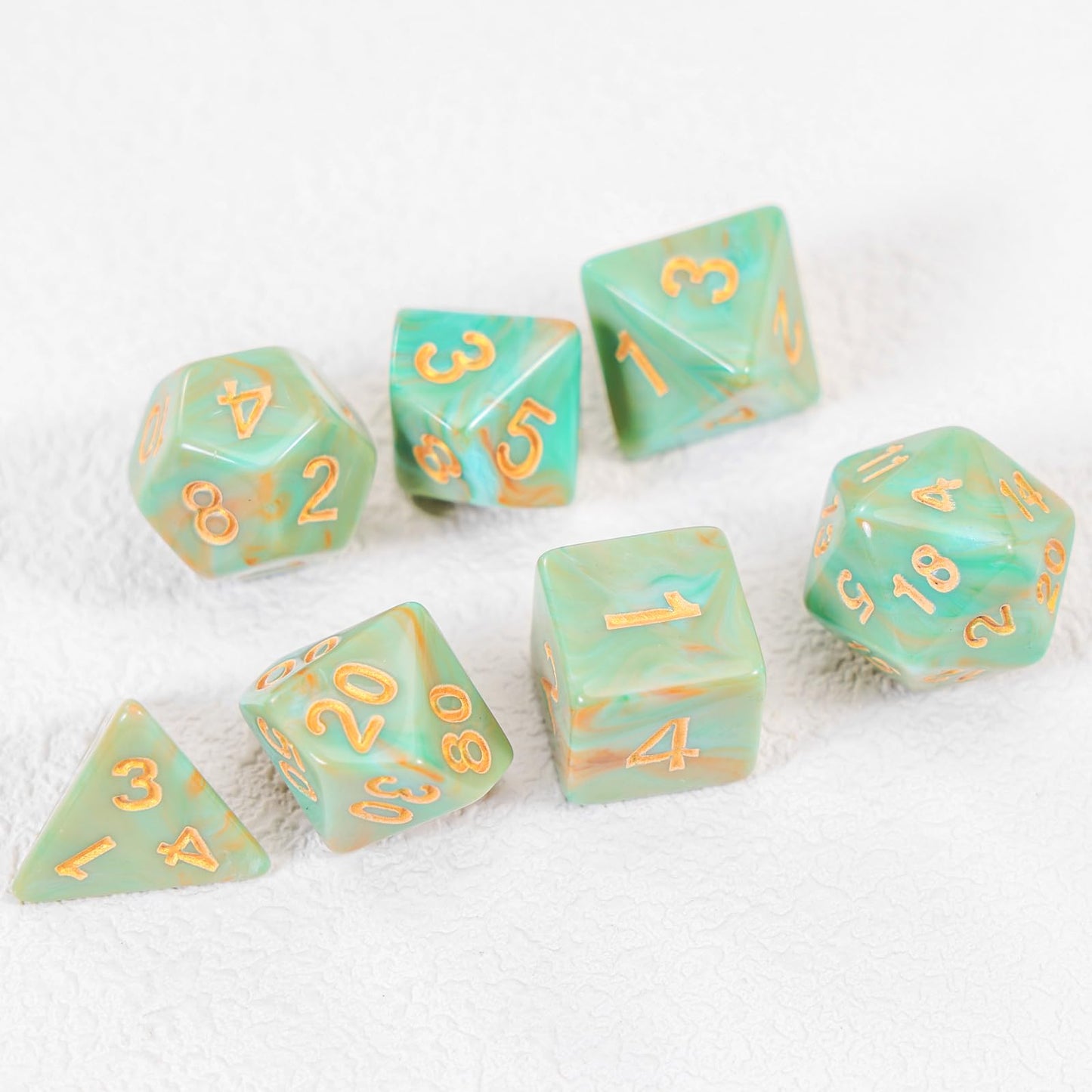 Role Playing Dice Set - 16Mm Polyhedral Dnd Dice In Mixed Colors (Orange, Dark Green, Light Green) - Perfect For Dungeons And Dr
