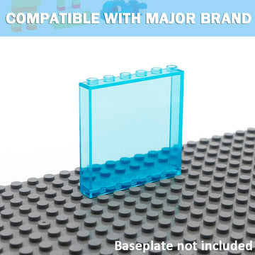 MALEKO Transparent Clear Window House Building Bricks, Classic Flat Plates Pieces and Parts Block Compatible with Major Brands (